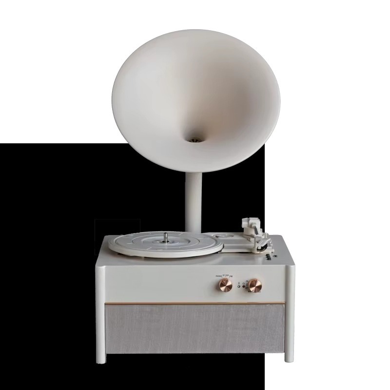Audio Music Player Pc - Elegant White Vinyl Record Player Vintage