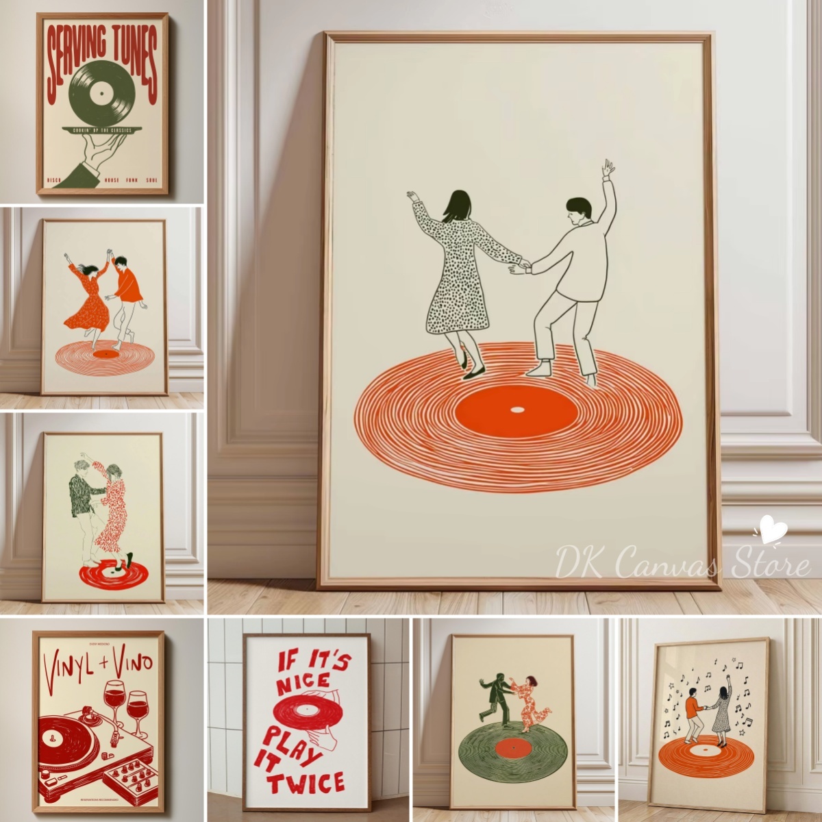Audio Music Recording - Retro Record Player Dancing Couple Canvas