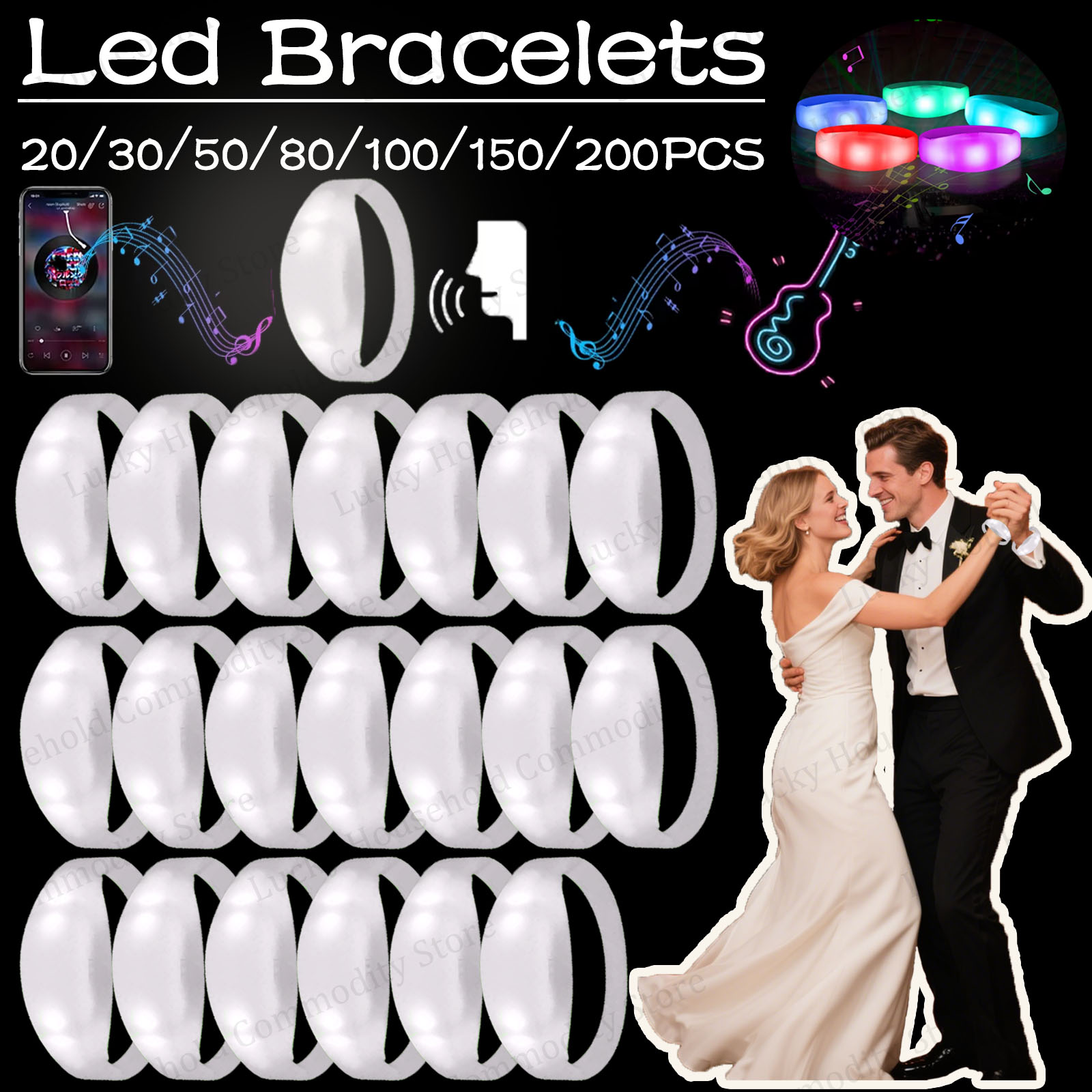 Audio Music Light - 20-100PCS Music&Sound Activated Led Bracelets Fluorescent