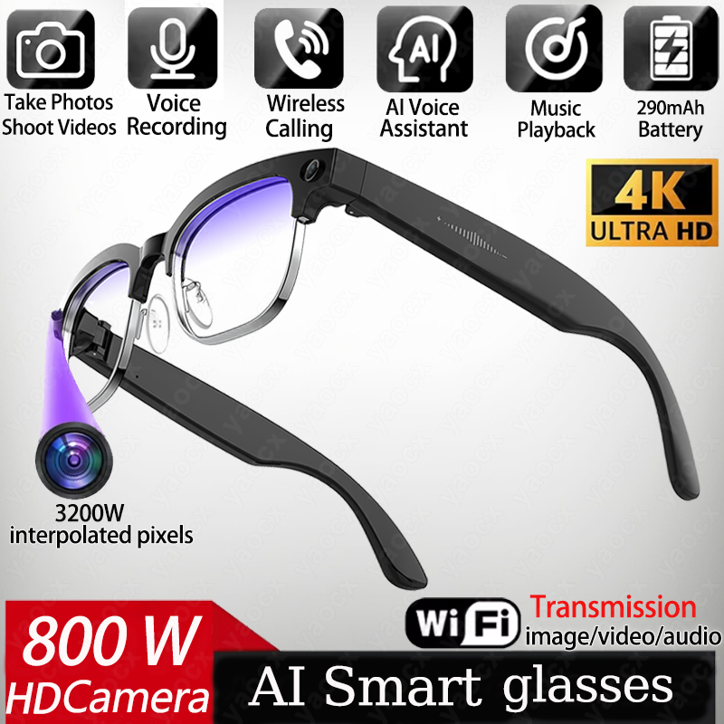 4K Smart AI Glasses 8MP Camera - Audio Music Recording 评论和价格