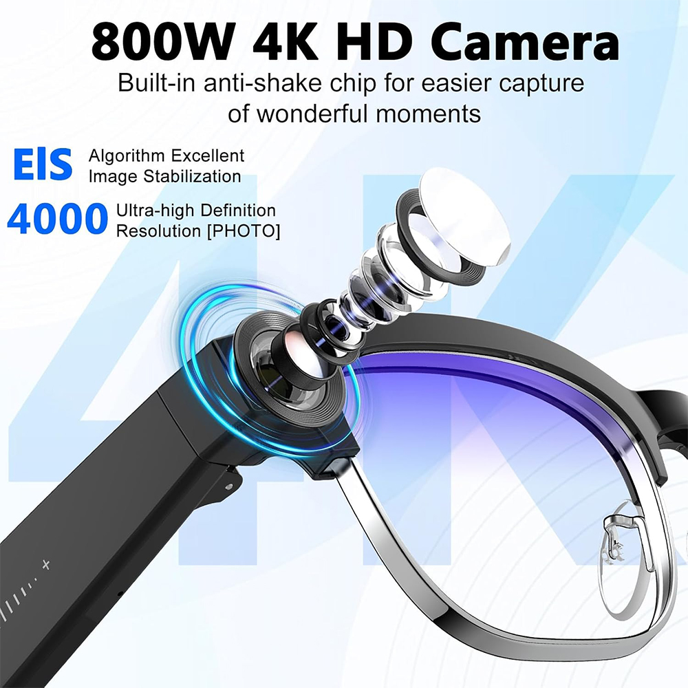 4K Smart AI Glasses 8MP Camera - Audio Music Recording 评论和价格