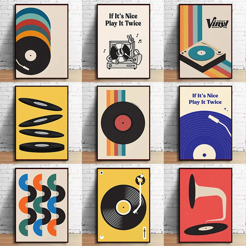Mid Century Vinyl Record Canva - Audio Music Recording 评论和价格