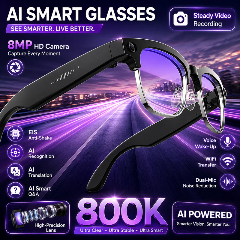 W630 Smart Glasses 800W HD Cam - Audio Music Image 评论和价格