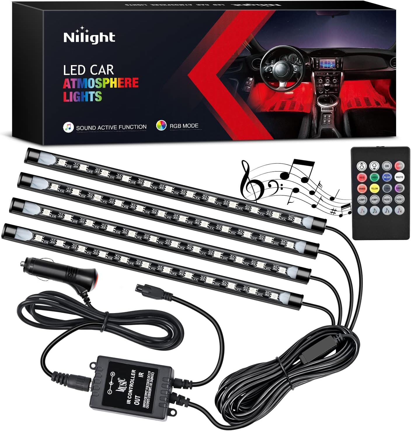 Nilight - TR-06 4PCS 48 LED In - Audio Music Light 评论和价格