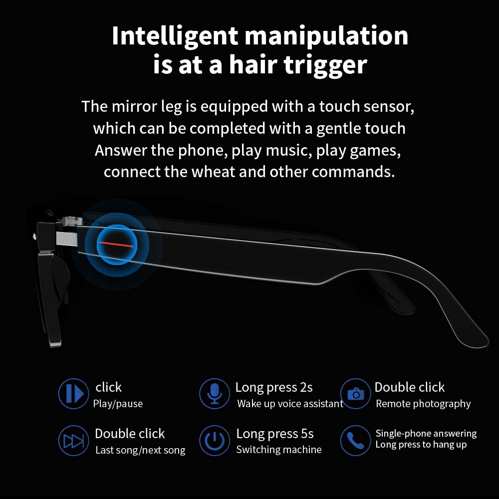 SENBONO E13 Smart Glasses:Blue - Audio Music Light 评论和价格